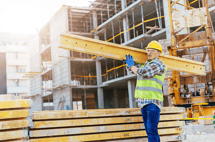 A construction worker on a building site