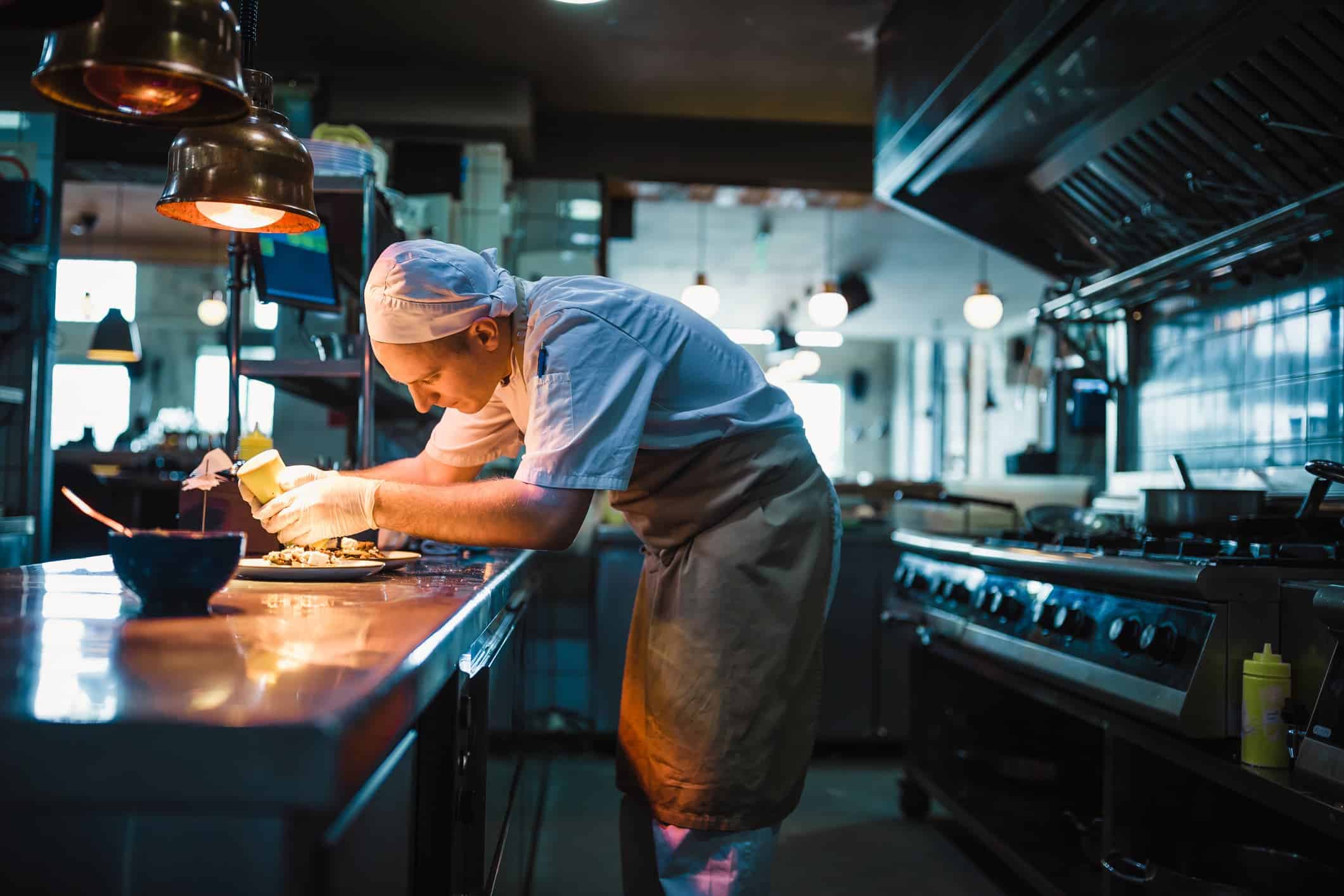 Chef serving food