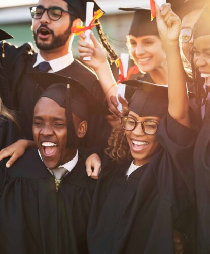 A group of graduates celebrating