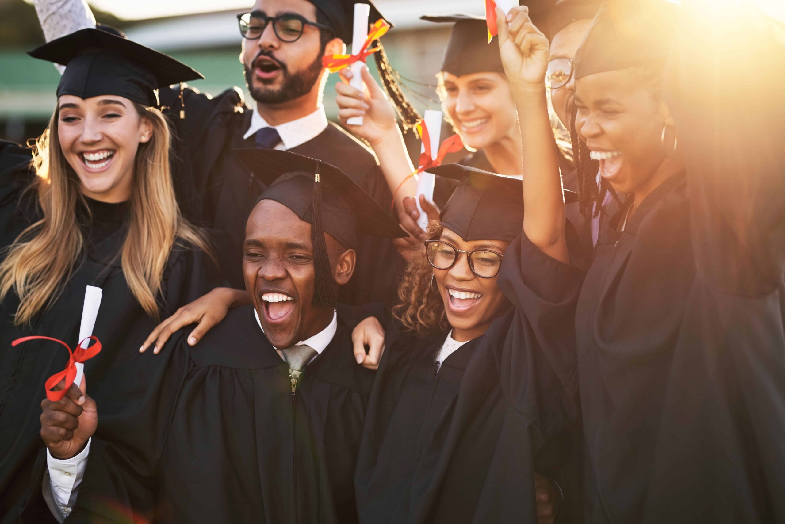 A group of graduates celebrating