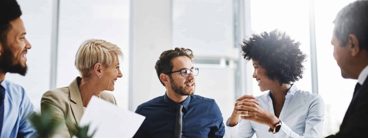 Colleagues discussing their ideas