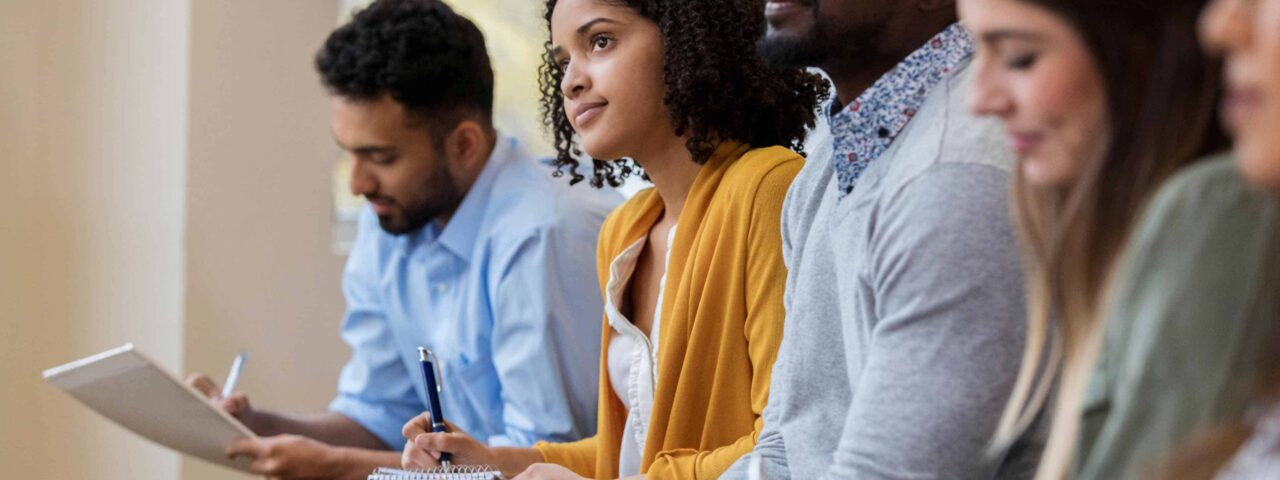 Group of business people concentrate during training class