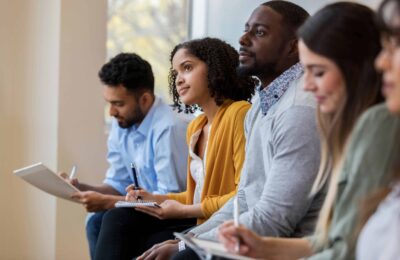 Group of business people concentrate during training class