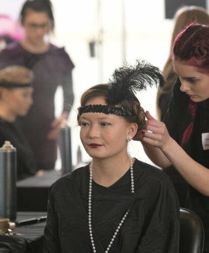 A hair style that has been created by a Petroc student