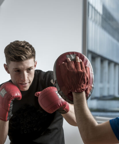 Petroc student doing some boxing training
