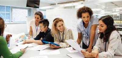 A group of students having a conversation