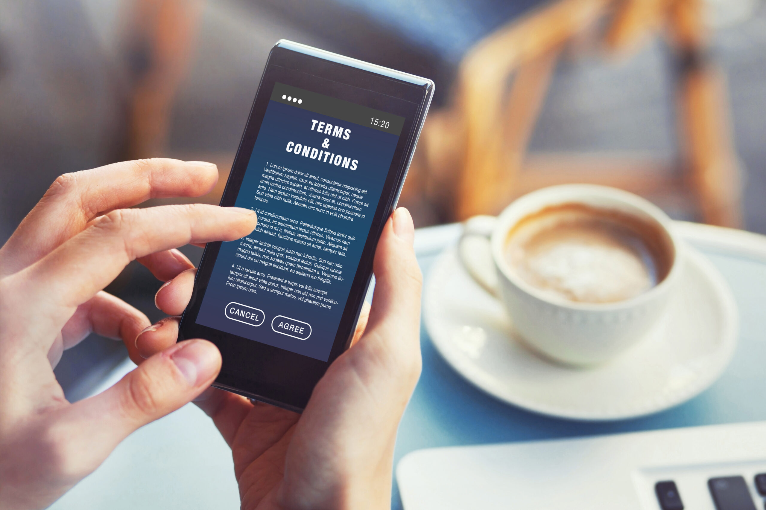 Reading Terms And Conditions Terms and Conditions Displayed on a Mobile Phone