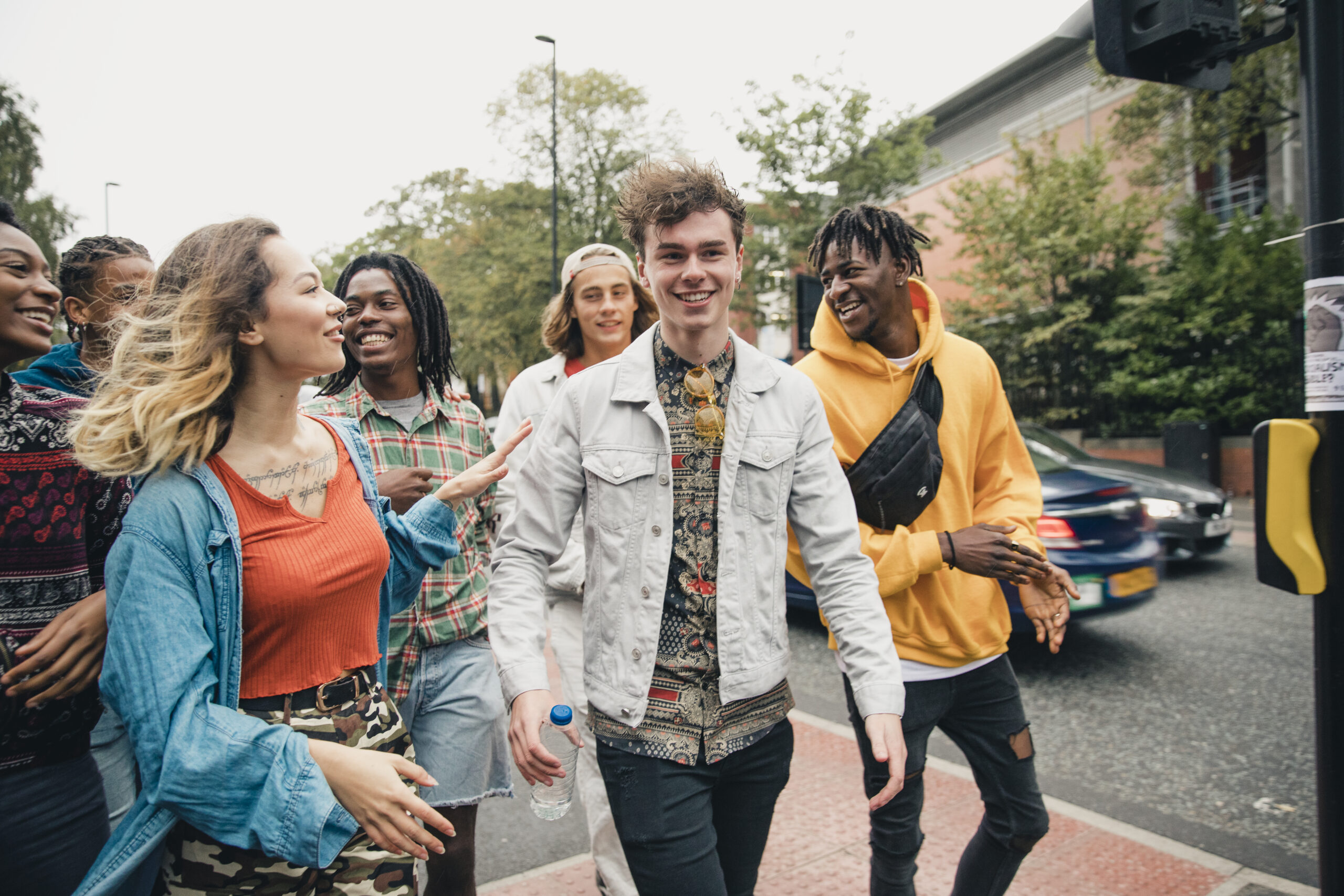 Students walking to campus