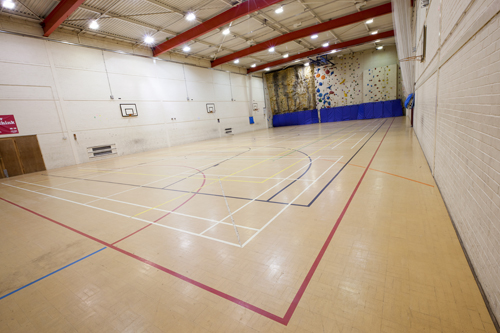 Inside the sports hall