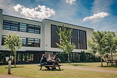 Students sat outside Petroc Tiverton