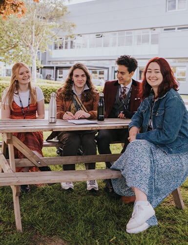 A Level students sitting around a table