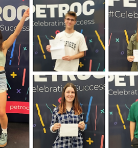 Petroc students celebrating A Level results