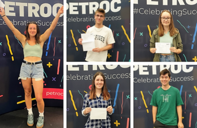 Petroc students celebrating A Level results