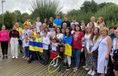 Families celebrating Ukranian Independence Day