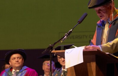 michael morpurgo giving a speech at ceremony