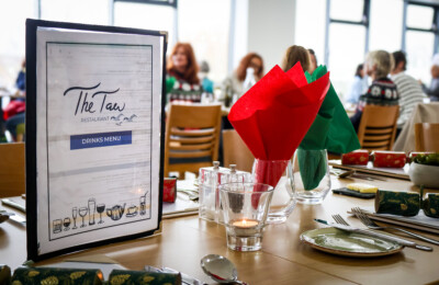 menu on table with festive decorations