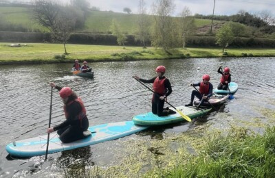 Students on paddleboards